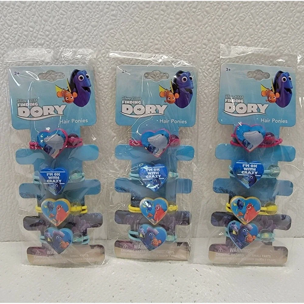 12pcs Disney Pixar Finding Dory Girls Hair Ponies / Ties. Nemo Fish Hearts